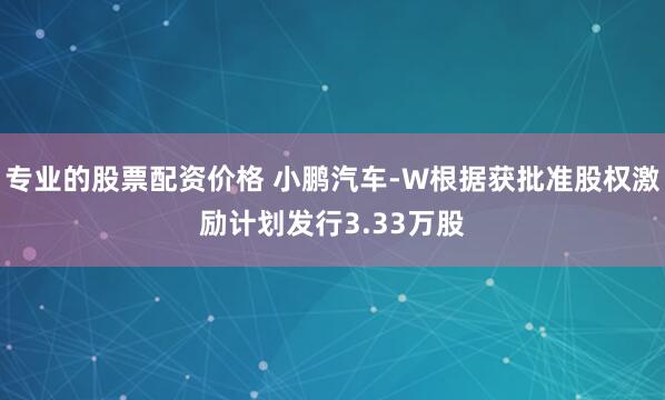 专业的股票配资价格 小鹏汽车-W根据获批准股权激励计划发行3.33万股