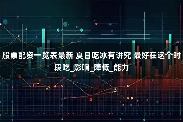 股票配资一览表最新 夏日吃冰有讲究 最好在这个时段吃_影响_降低_能力